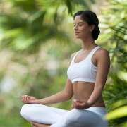 our-breathwork-program-during-2026-200-hour-yoga-program-bali-nusa-lembongan-akira-yoga A student practicing meditation during our 2026 200 hour yoga teacher training at the yoga garden bali