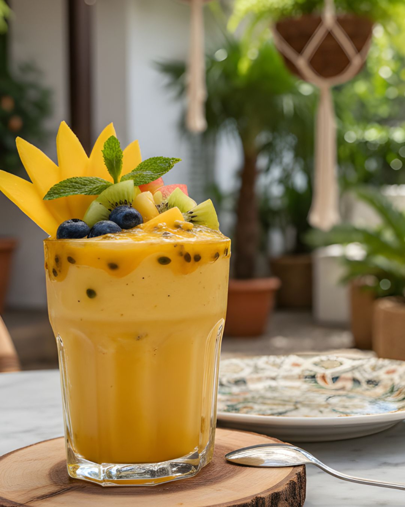 Shared breakfast in a Bali yoga shala, supporting local community collaborations during retreats and teacher trainings